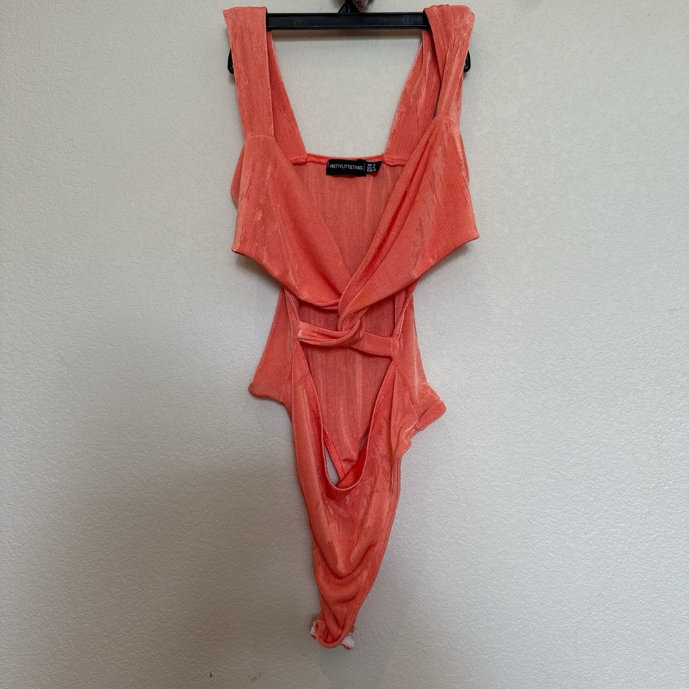 Coral cutout bodysuit